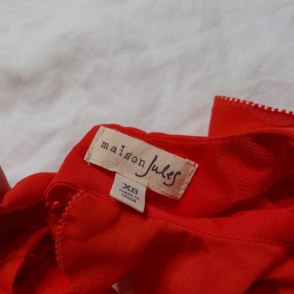 Maison Jules Women's Ruffled cold shoulder casual dress red women's size XS - Picture 7 of 11